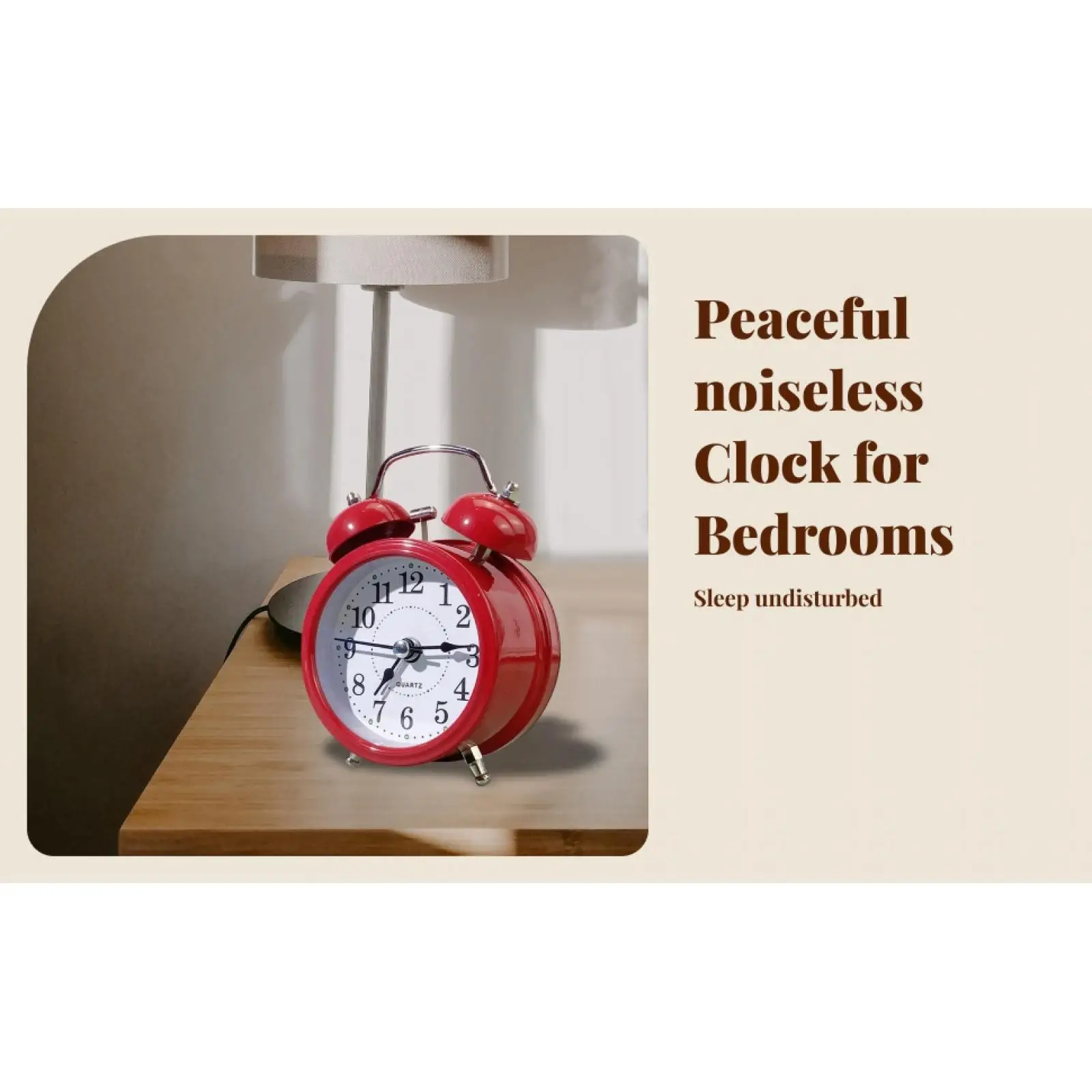 Alarm Clock Old Fashioned Classic Simple Design with Night Light No Noise Backlight for Desk Children Adults Heavy Sleepers Kids