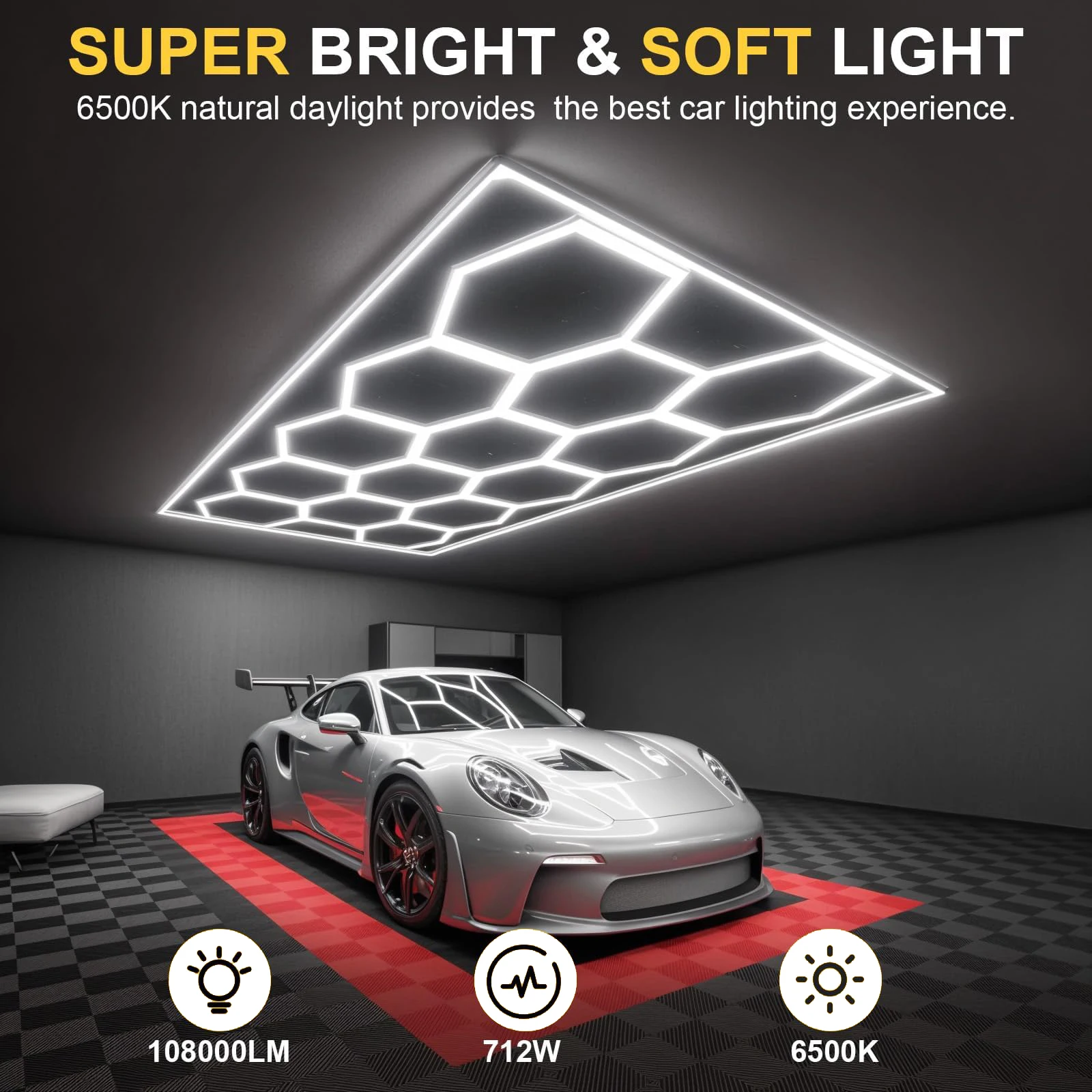 Muiti Garage Light Hexagon Led Lights Lamp Highly Efficient Honeycomb LED Light Customized for Barber Workshop Ceiling Lighting