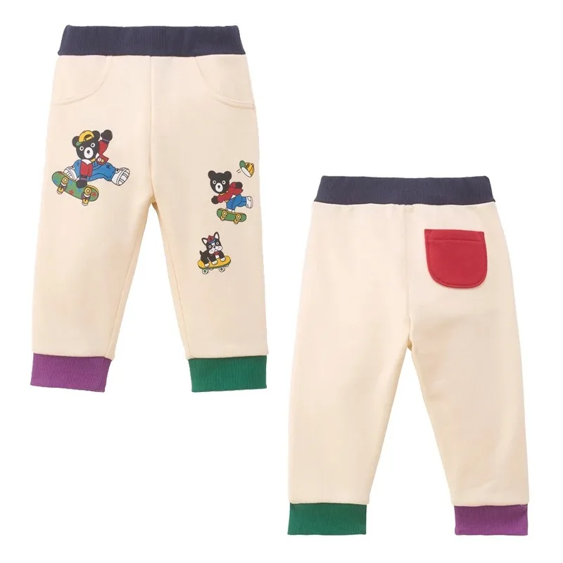 Autumn Kids Jogger Pants Japanese Style Boy Pant Black Bear Skateboard Embroidery Color‑Block Casual Long Sweatpants for Boys