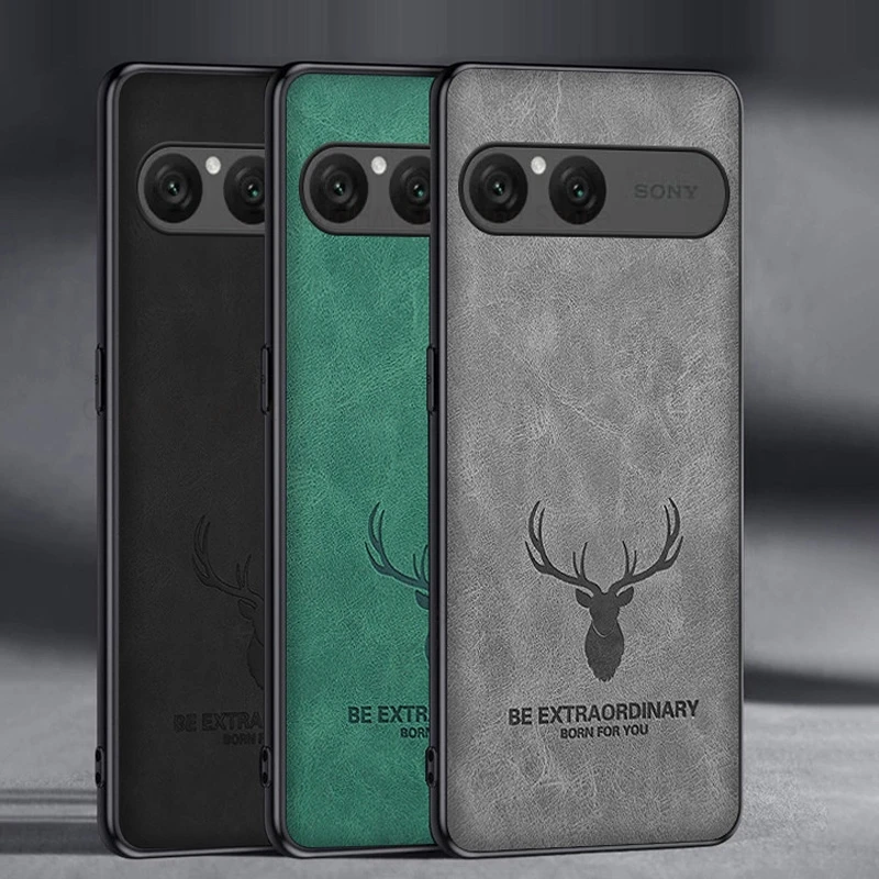 Para sony xperia 10 vii 3d dos desenhos animados elk veado cabeça caso de couro do telefone xperia 1 vii 10 v macio telefone pára-choques capa xperia 1 vi 10 iii