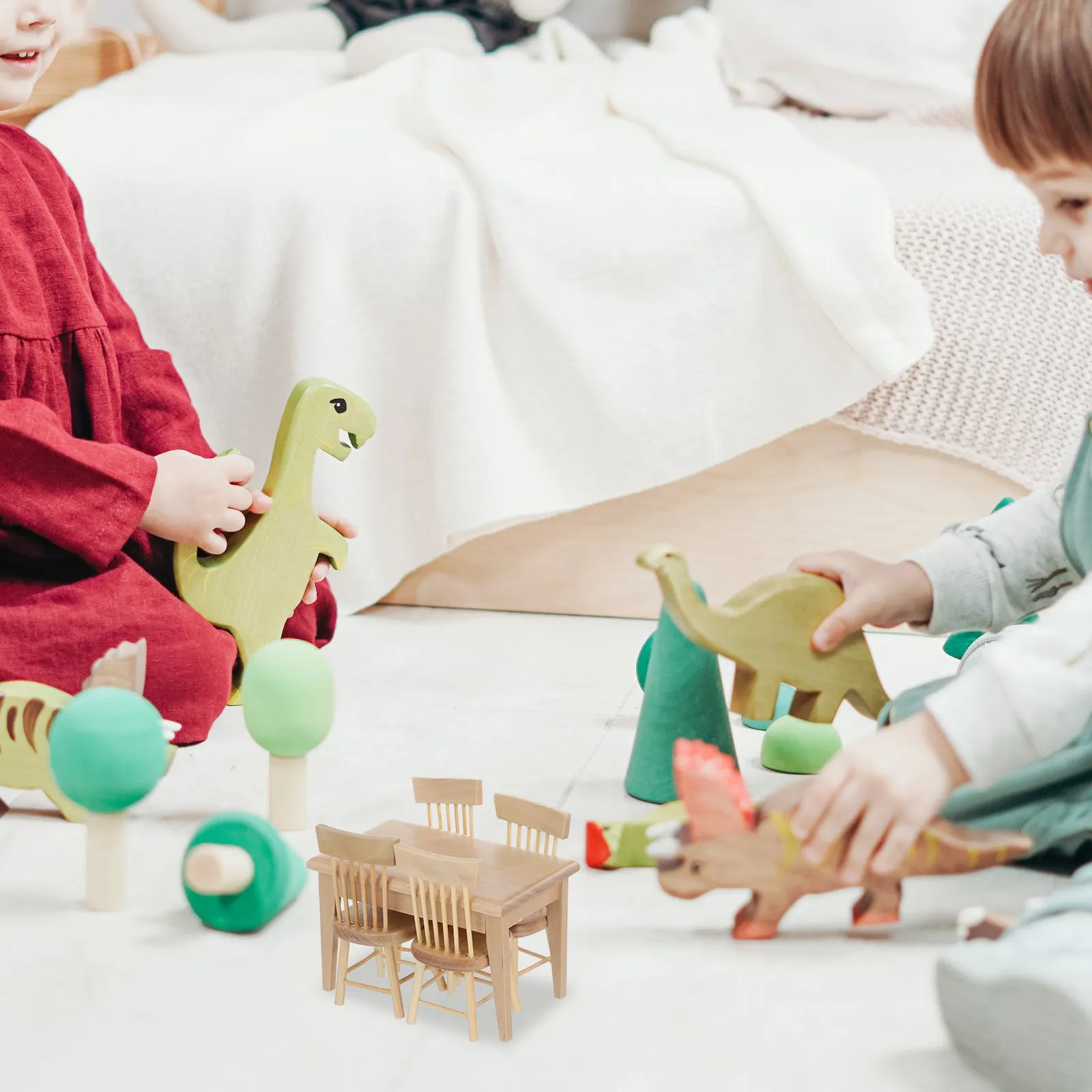 

1Set Premium Oak Miniature Table and Chair Set Versatile Dollhouse Accessories for Decorative Props Collector Gifts Mini Home