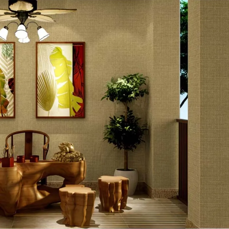 Fine Herringbone Natural Plant Fiber Grass Cloth Wallcovering Handmade Woven Texture Wallpaper for Home Furniture Decoration