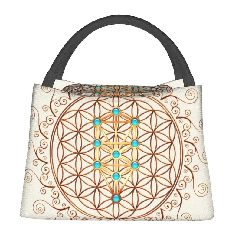 Flower Of Life Insulated Lunch Bag for Women Leakproof Sephiroth Sacred Geometry Mandala Thermal Cooler Lunch Tote