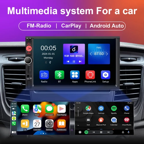 Imagen 2 del producto XIMA 2Din 7 ""IPS Universal inalámbrico CarPlay Android Auto Radio de coche estéreo Multimedia Autoaudio receptor FM Monitor de enlace de espejo