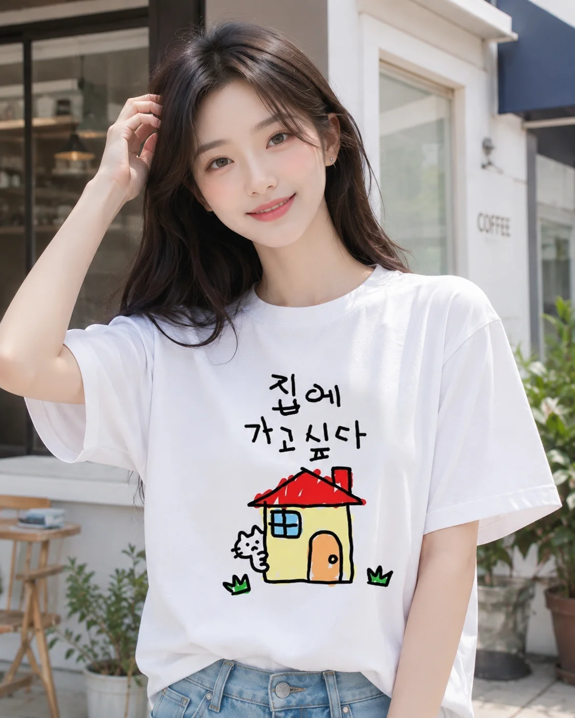 Korean Style T-shirt Short-sleeved Funny I Want To Go Home Quote  Crew Neck Tee Cute Fashion Harajuku Kawaii Tshirt Y2K Clothing