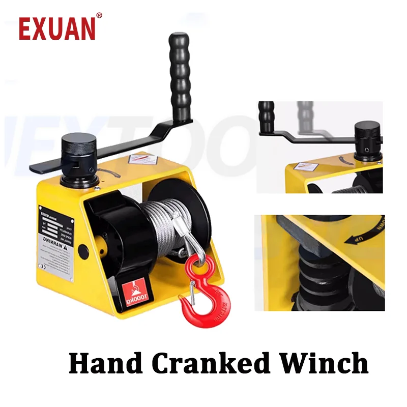 

A500 Manual Winch Heavy Duty Hoist Winch Turbine Winch Hand Crank Lever 360 ° Rotating Hook Manual Crane Self Locking Winch Cars