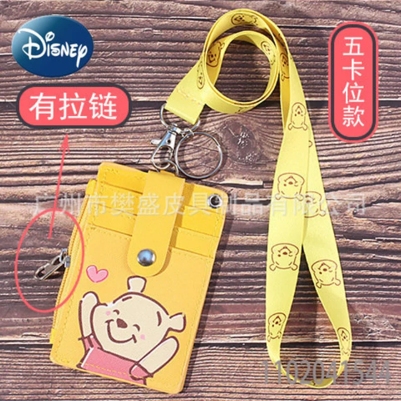 Disney ID Card Holder Luxury Credit Badge Holder Purse Mickey Mouse Minnie Multi-slot Bus Lanyard  Student Meal