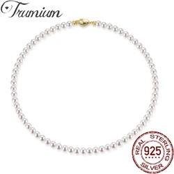 Trumium Vintage Elegant 6/8/10mm White Pearl Chain Choker Necklace for Women Wedding Party Fashion Simple Jewelry Giris Gift
