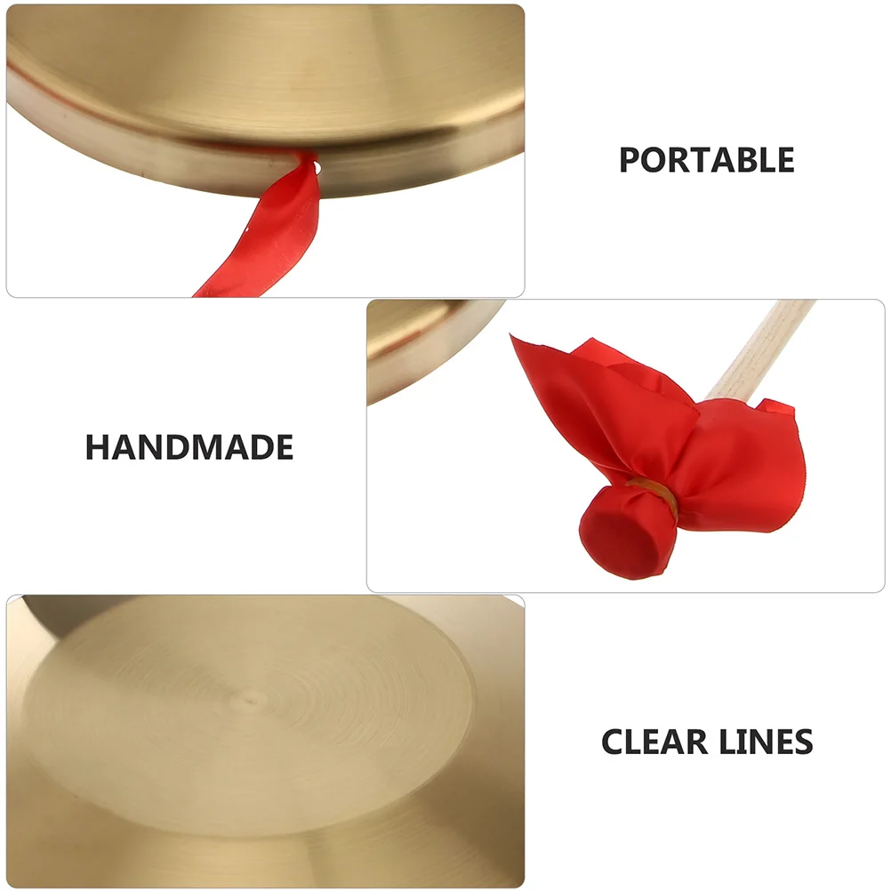 

Hand Made Chinese Gong Golden Small Portable Hand Gong Copper Steel Alloy Percussion Instrument School Supplies Opera Instrument
