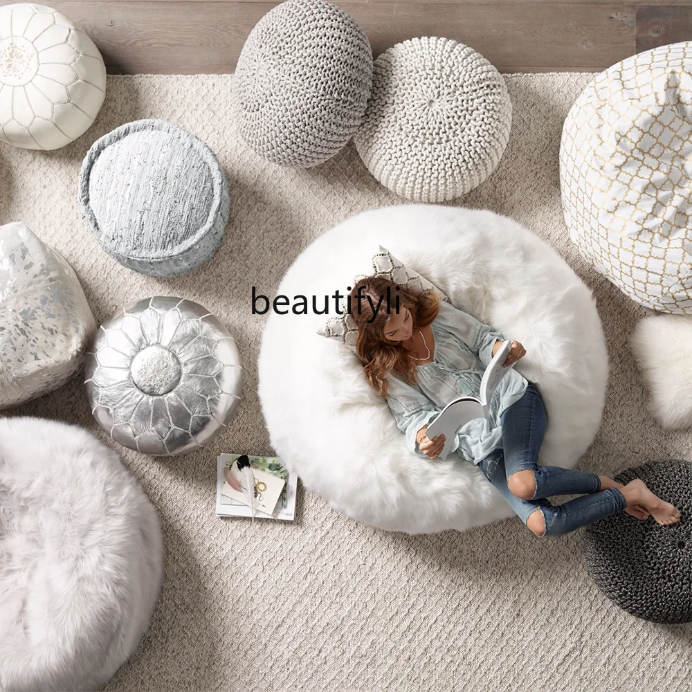 

yj Nordic Plush Cute Round Lazy Sofa Tatami Bean Bag