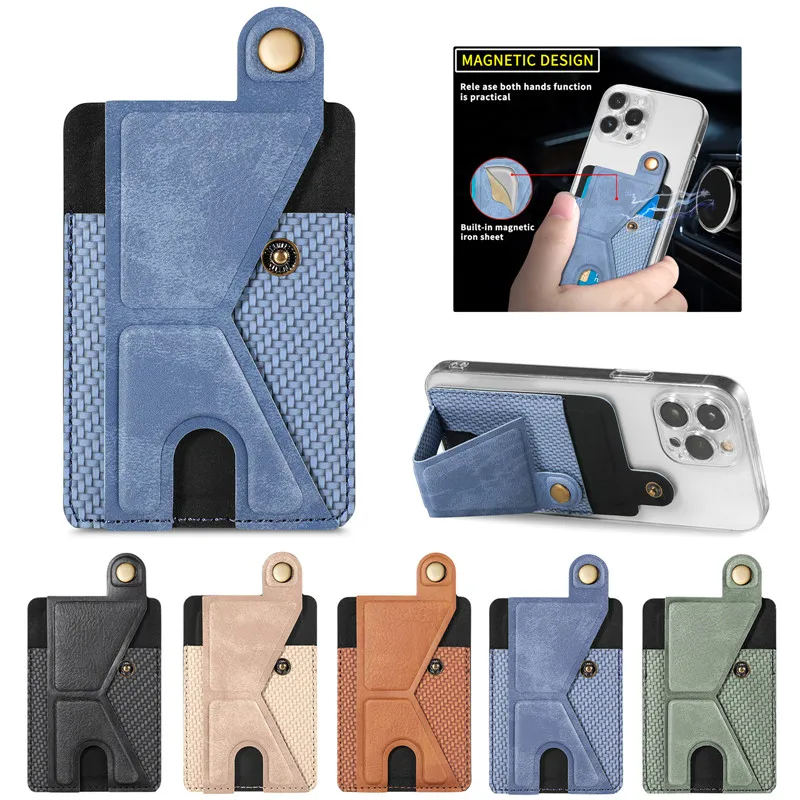 Mobile Phone Back Cards Holder Wallet Credit Cards Pocket Adhesive Sticker Car Magnetic Wallet Stand Phone Pouch Suporte Celular