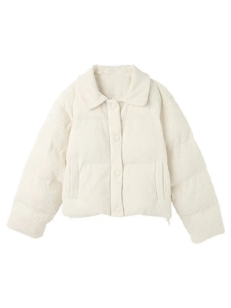 Thickened Warm Cotton Jacket for Women 2025 New Winter Short Loose Corduroy Cotton Coat