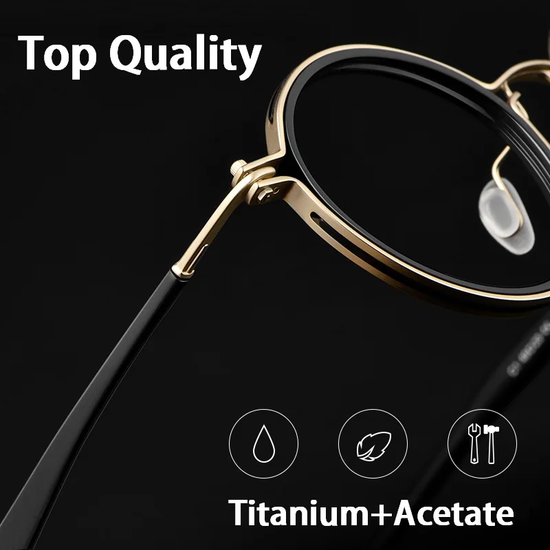 Japanese Handmade Titanium Ultralight Retro Round Glasses Frame Men Vintage Eyeglasses Women Italian Brand Design Top Quality