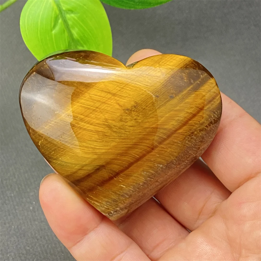 Natural Yellow Tiger Eye Stone Crystal Heart Shape Hand Polished Heart Home Decoration