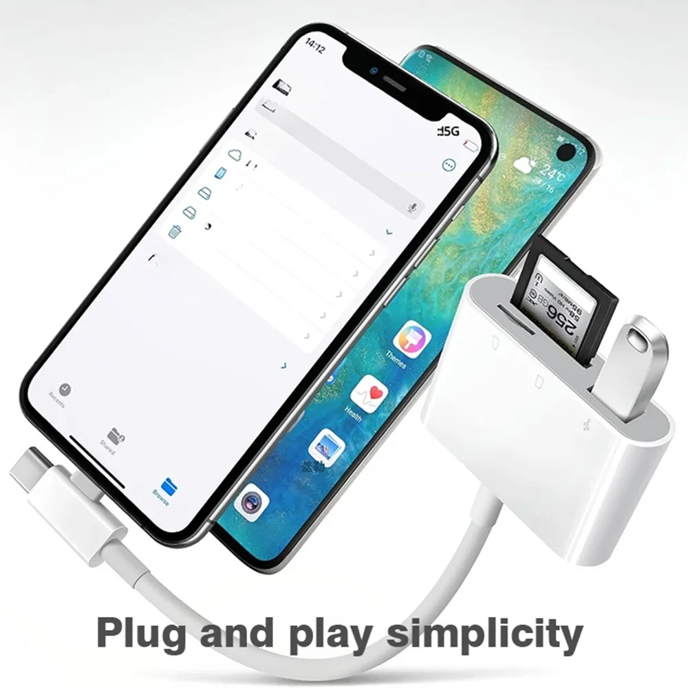 3 in 2 OTG Card Reader Type-C Lightning to SD/TF/USB Memory Card Adapter For Laptops iPhone 17 Multi-Function Smart Card Reader