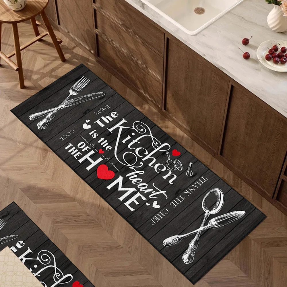 Cutlery Alphabet Collage Kitchen Anti-slip Antifouling Floor Mat Living Room Bedroom Carpet Bathroom Area Rug Home Decoration