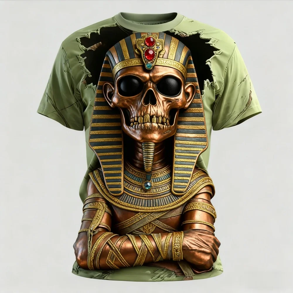 Horror Zombie 3D Print T Shirt For Men Fashion Halloween Dress Up Short Sleeve Street Trend Oversized T-shirt Casual O-neck Tops