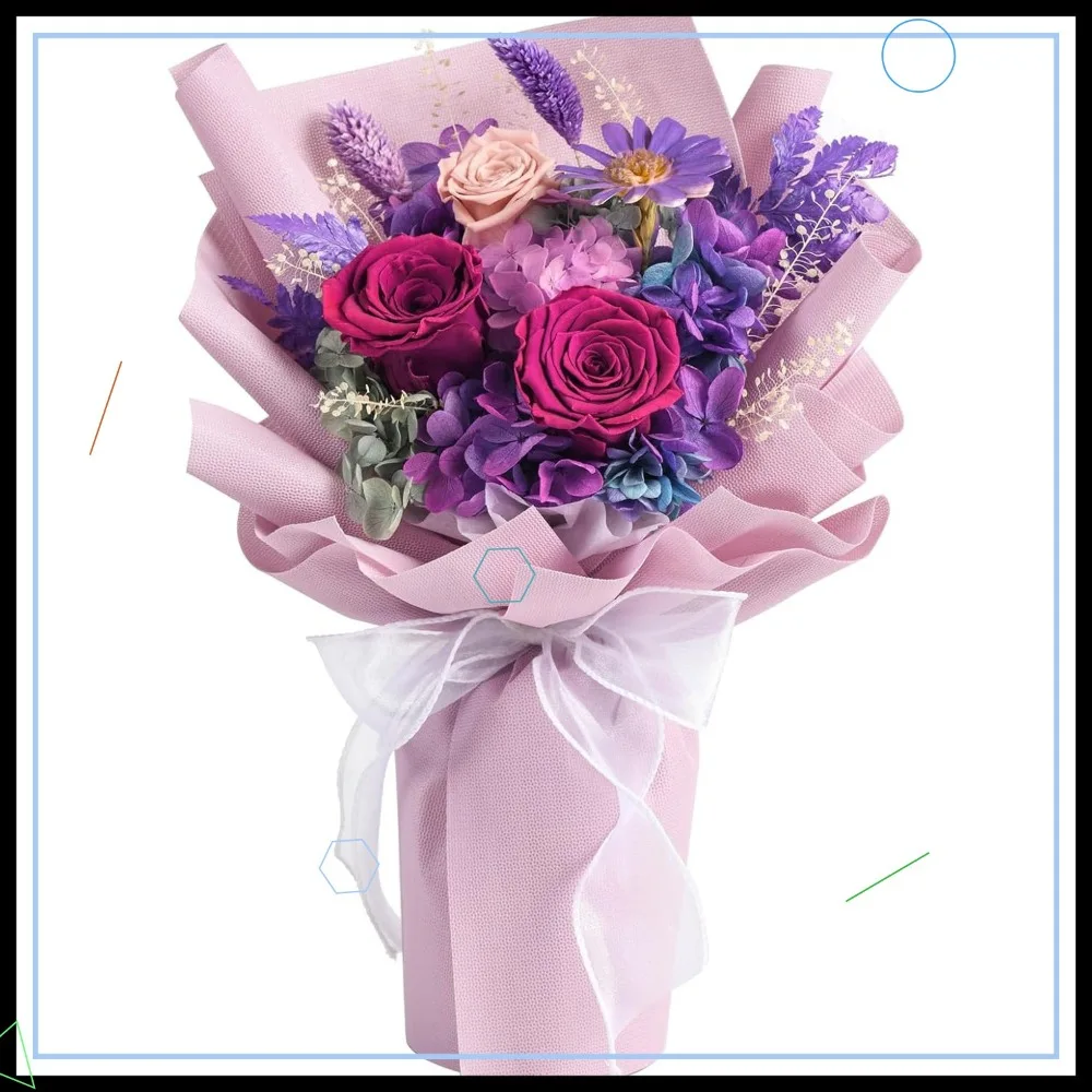 

Консервированный букет фиолетовых роз длится 1-3 лет, настоящий цветочный подарок для женщин на день рождения, маме, жены, друзей