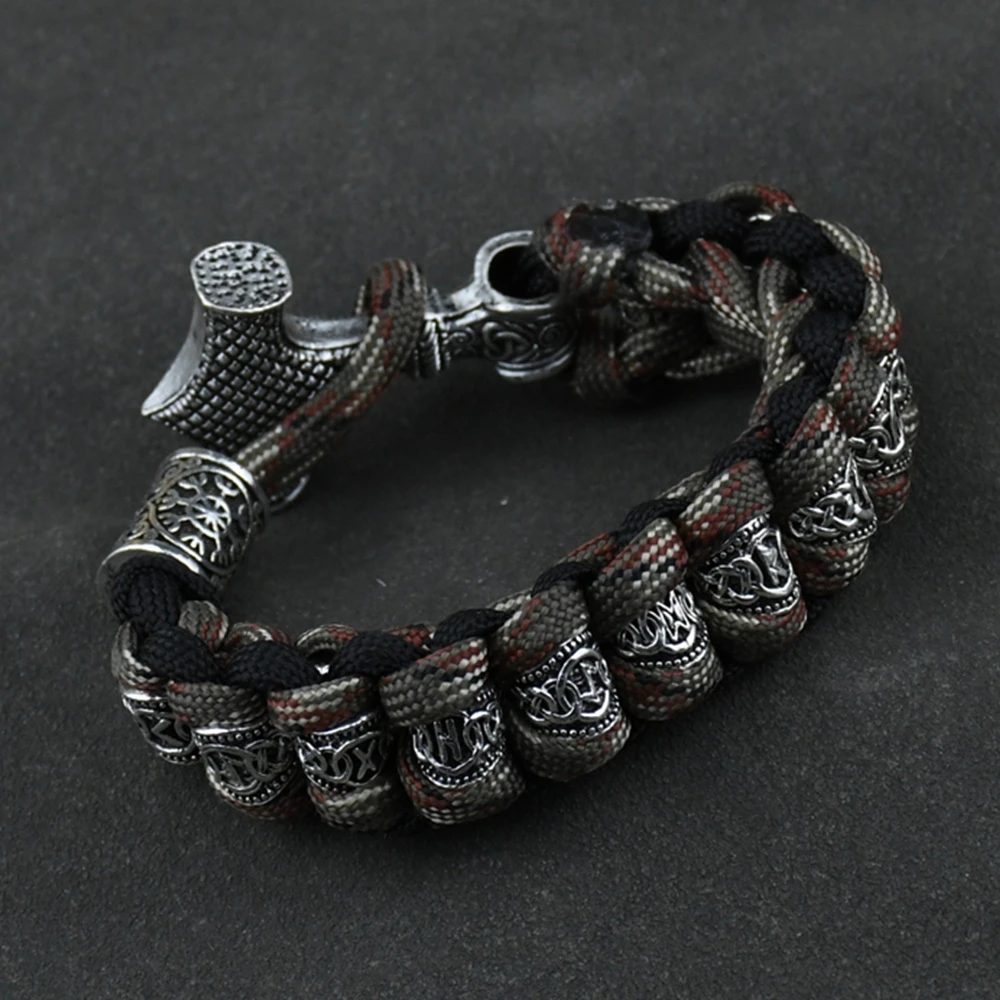 Thor Hammer Norse Runes Bracelet Vikingo Runes Beads Vegvisir Compass Amulet Viking Bracelet Slavic Accessorier