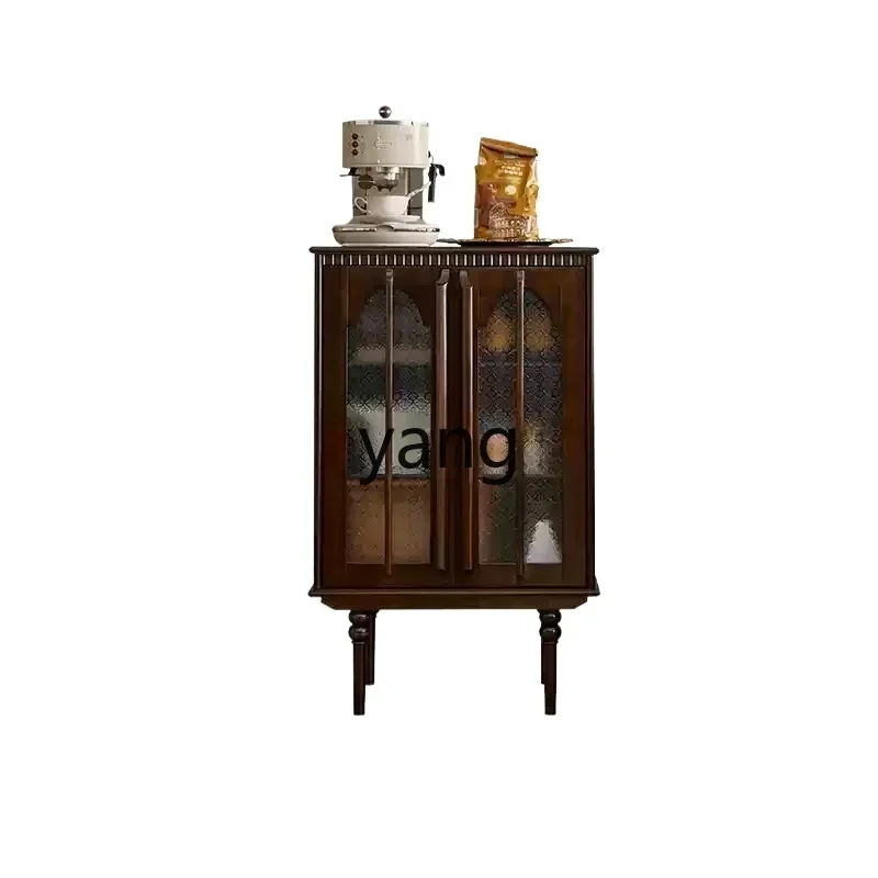 

Yjq French retro all solid wood dining side cabinet living room decorative wine cabinet storage display side cabinet