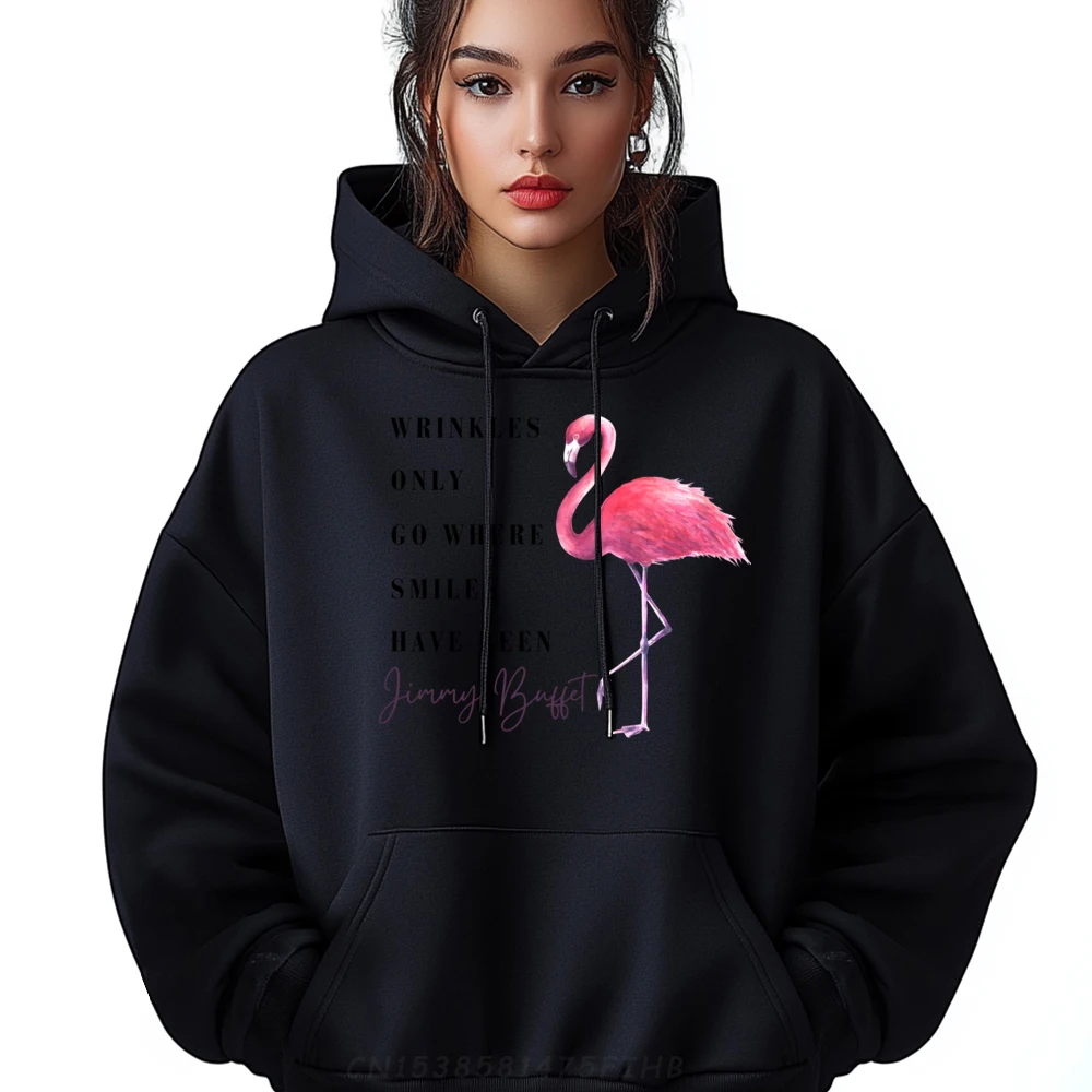 Funny Flamingo Wrinkles Only Go Where Smiles Have Been Mens Clothing 2024 New Year Sweatshirts Cinco de Mayo