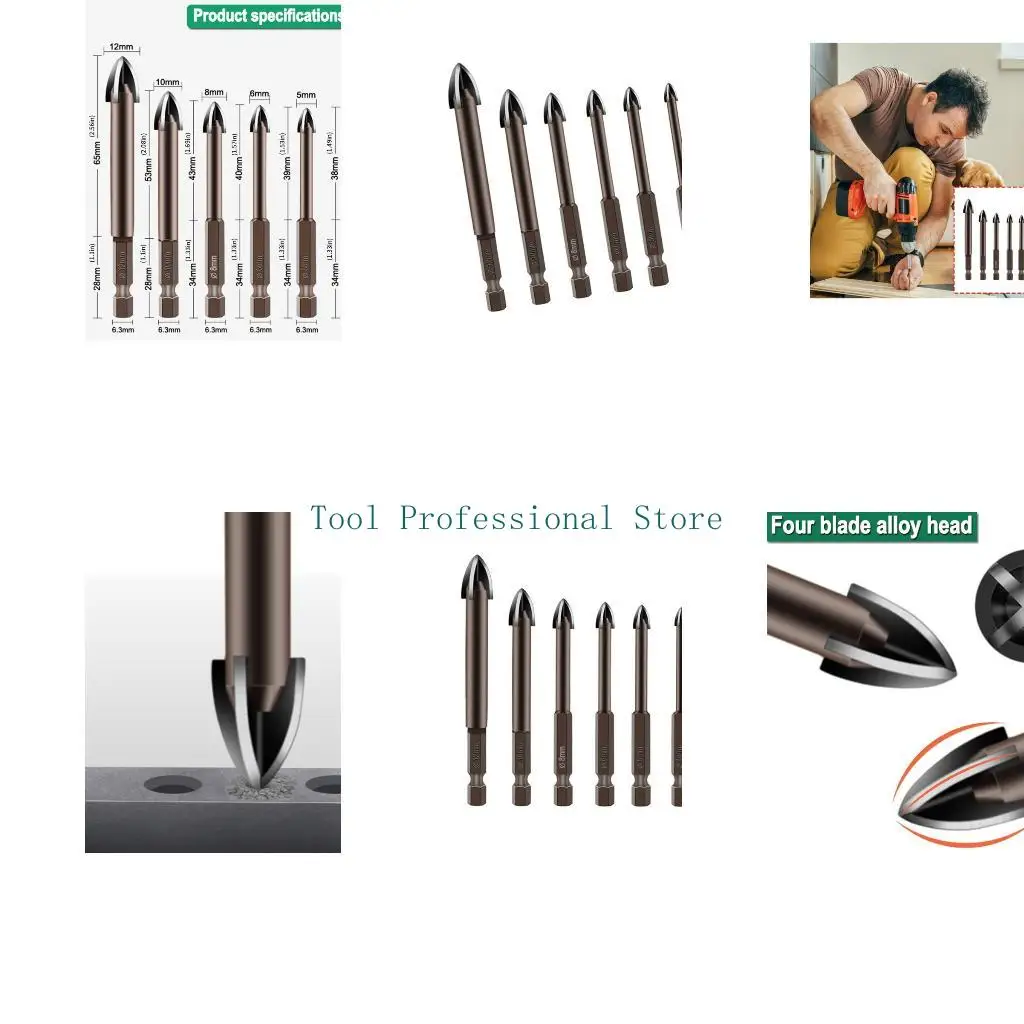 

57QF 7Pcs Durability Triangle Tip Drill Bit For Fragile Materials Drilling