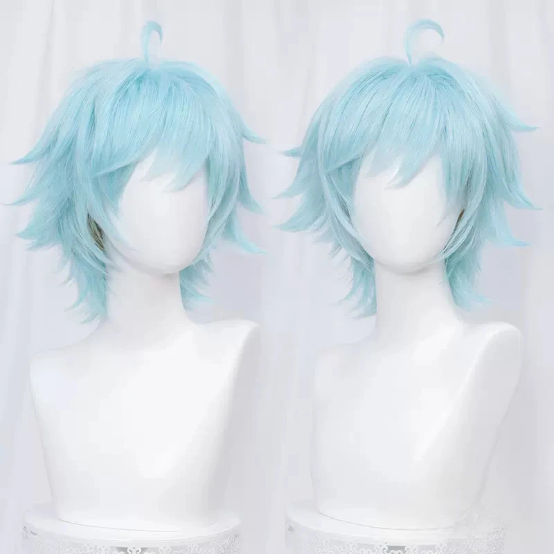 Genshin Impact Chongyun 30cm Short Light Blue Men Cosplay Wigs