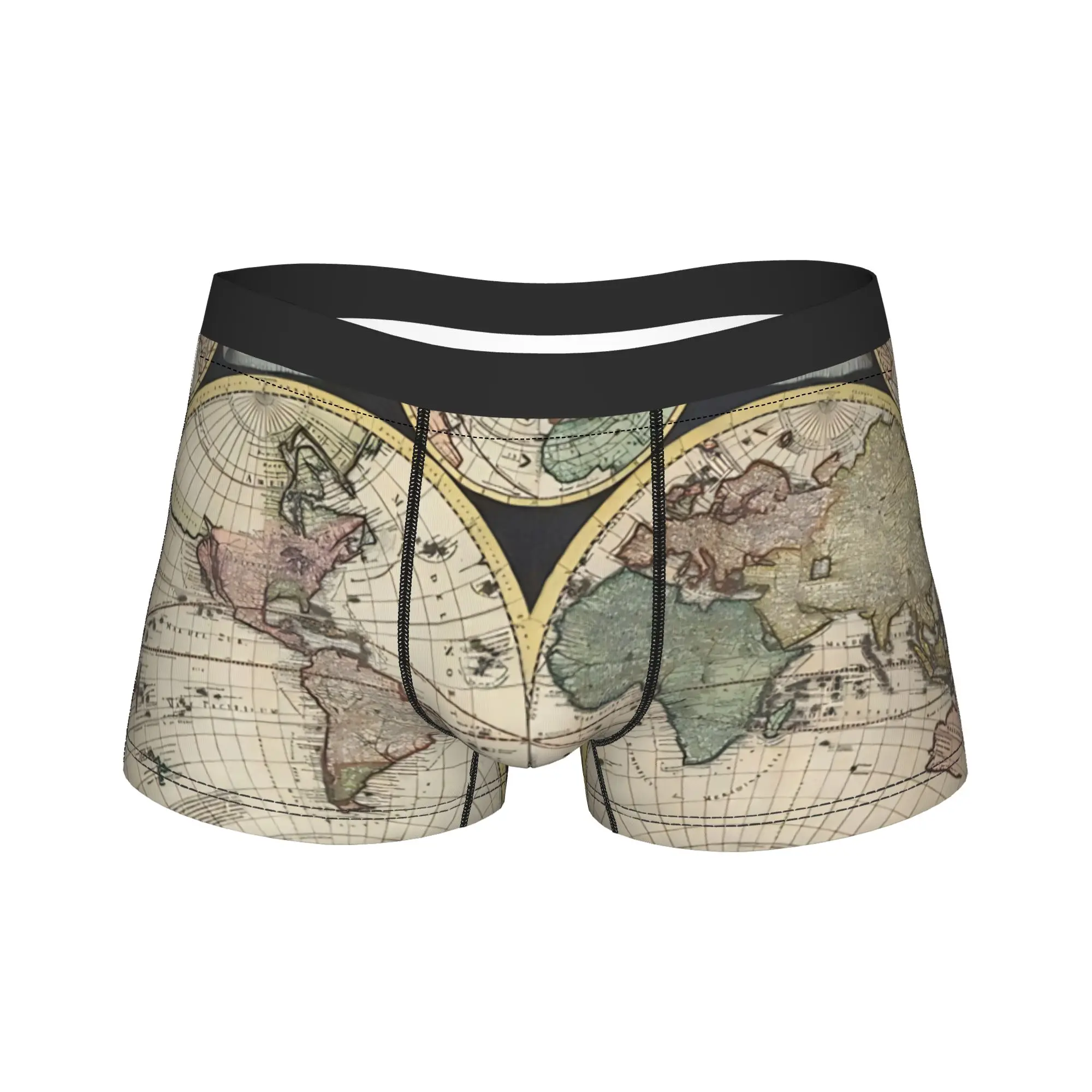 

Винтажные трусы с картой мира, оригинальные трусы с принтом, шорты-трусы для мужчин, 3D-трусы с карманом, большие размеры, боксеры