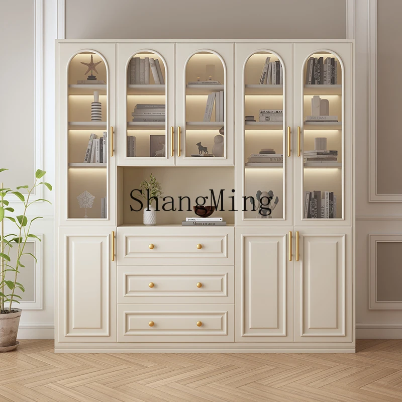 

ZYY all-solid wood dining side cabinet, simple multi-functional glass bookcase, large-capacity storage locker