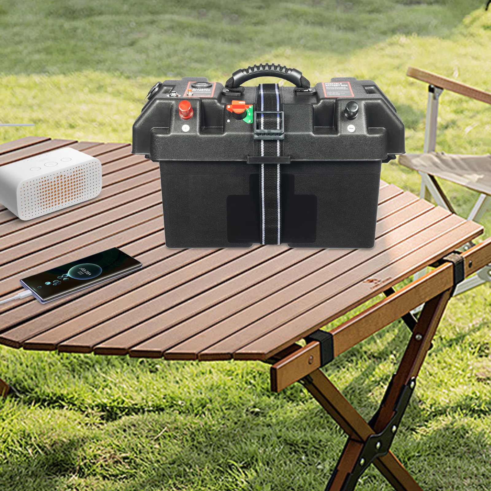 Motor Smart Batteriebox Dual USB, Multifunktionale Batteriebox mit Schnellanschluss & LED-Spannungsanzeige – Detail 3