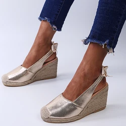 Women Wedges Sandals Fashion Closed Toe Bandage Espadrille Platform Stylish Slingback Summer Shoes Fashion Sandalias De Mujer