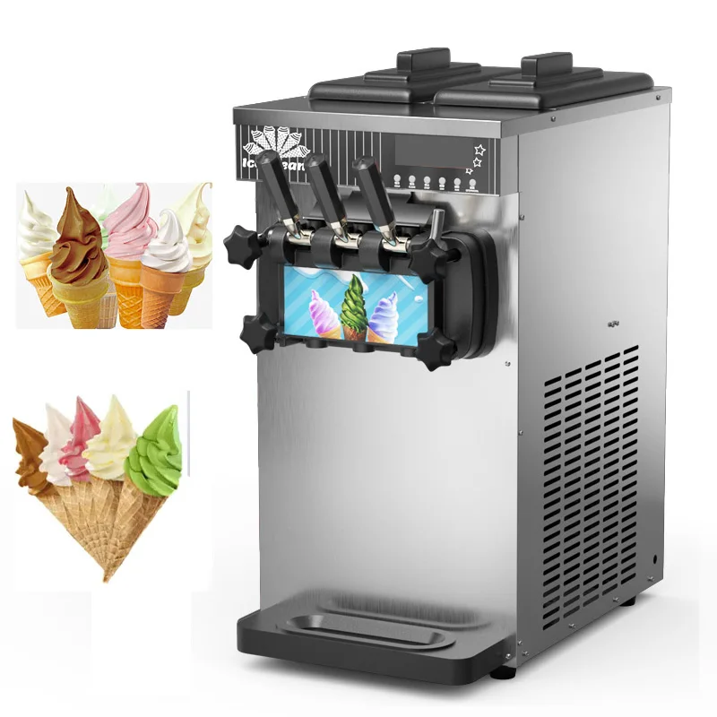 Hot Same Small Table Top Three Flavor Soft Serve Ice Cream Making Machine Maker Soft Ice Cream Machine