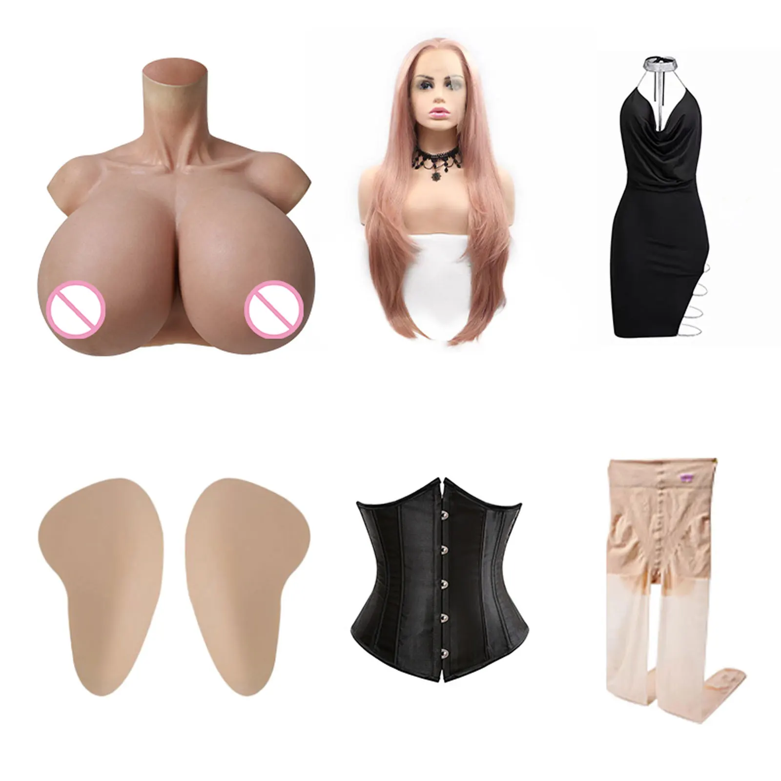 Roanyer Huge Fake Breast forms Sexy Hot Girl Crossdress-suit for Crossdresser Party Cosplay