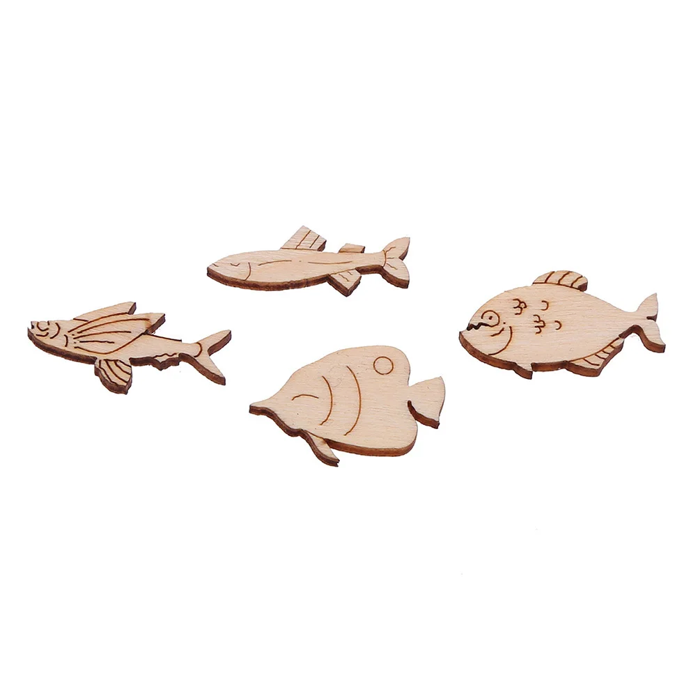 

20Pcs Fish Shaped Wooden Slices for DIY Crafts Accessories Home Decoration Wall Window Door Shelf Natural Wood Decor Pieces