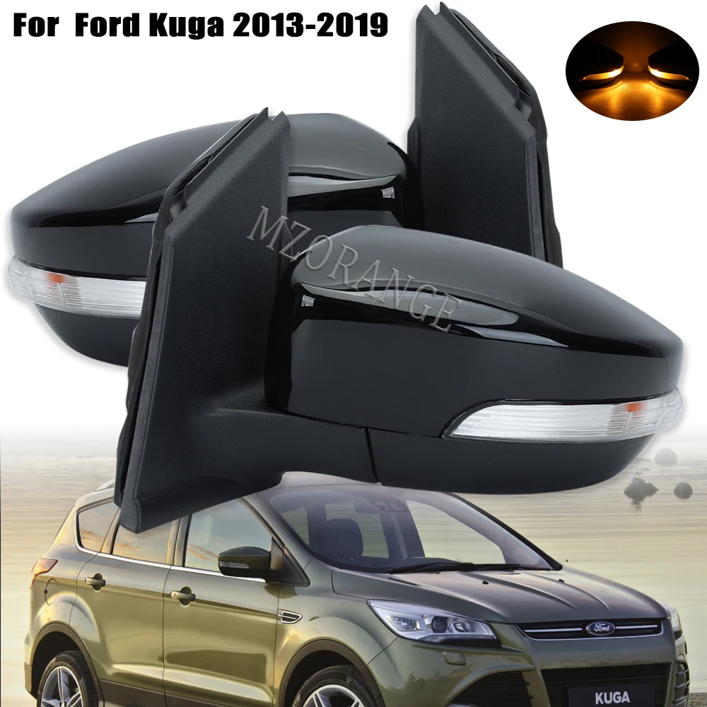 Rearview Side Mirror Cover for Ford Escape/Kuga 2013 -2019 Heated Electric With Turn Signal Lamp Door Wing Mirrors Accessories