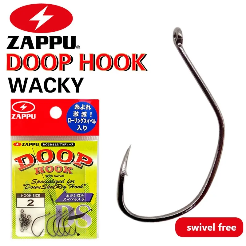 ZAPPU JAPAN DOOP HOOKS With Swivel Specialized for Down Shot Rig Hook 5Pcs Wacky Hook Bass Hook Soft Bait Hook Fish Hook