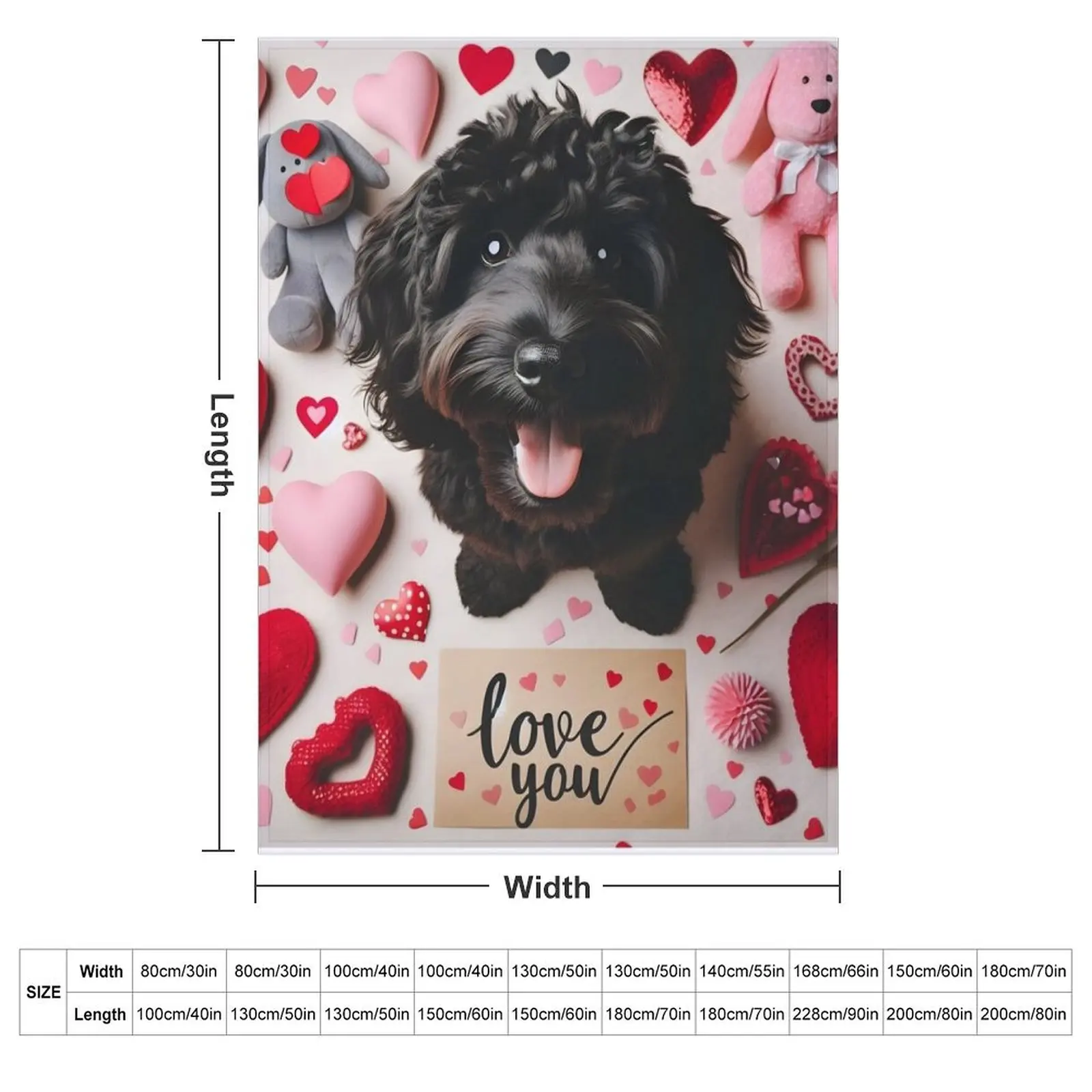 Black Cockapoo Valentine Love. Throw Blanket Comforter for sofa Hair anime Camping halloween Blankets