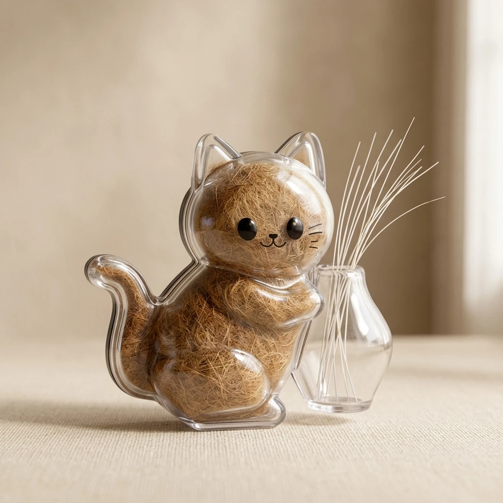 Pet Hair Keepsake Box Cute Cat Shape Whisker Preserver For Pet Memorial Storage Case Transparent Magnetic Refrigerator Sticker