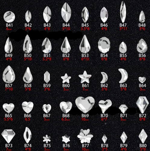 100 Uds B41-80 fondo plano taladro de forma especial cristal elegante Diamante de imitación 3D manicura decoración de uñas dijes joyería