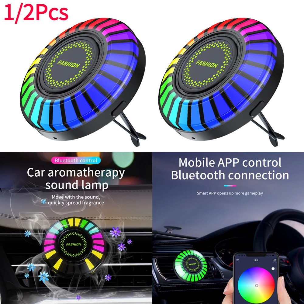 Car Music Rhythm Lamp Air Freshener RGB LED Strip Sound Control Voice Rhythm Atmosphere Light 256 Colors Option App Control