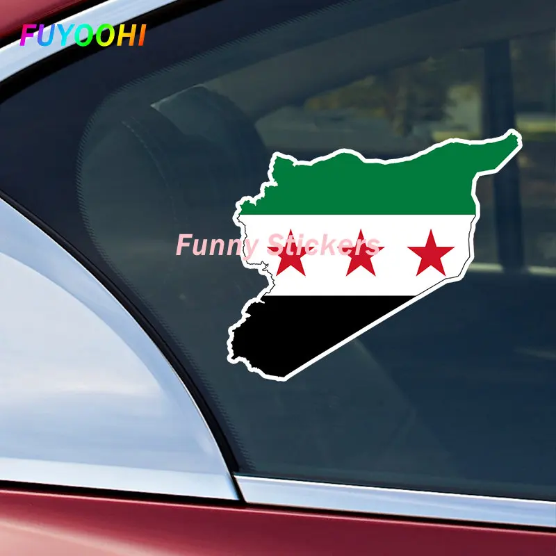 FUYOOHI komik Sticker bayrak haritası suriye araba Sticker su geçirmez vinil çıkartması araba aksesuarları dekor Pegatinas Para Decals çıkartmaları