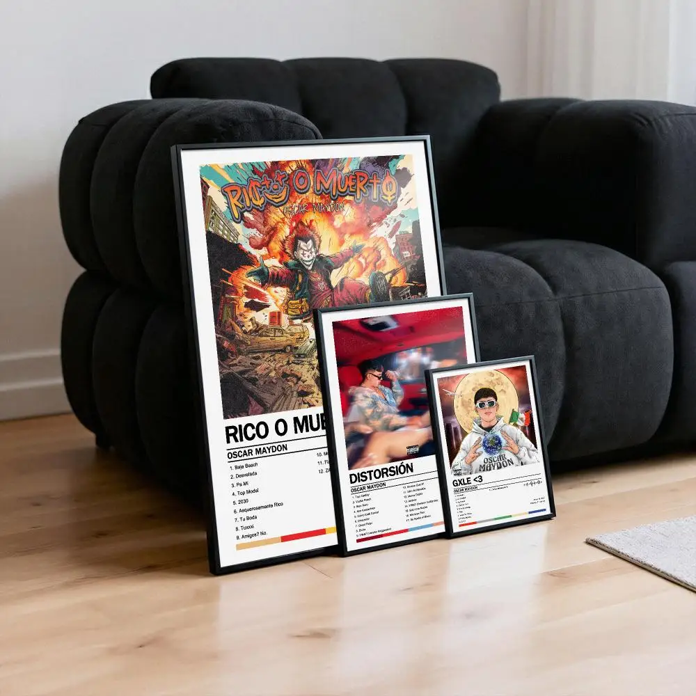 Oscar Maydon Poster Peelable Self-Adhesive Album Cover Poster Stickers, Frameless Wall Art for Singer Band Pop Rap Bedroom