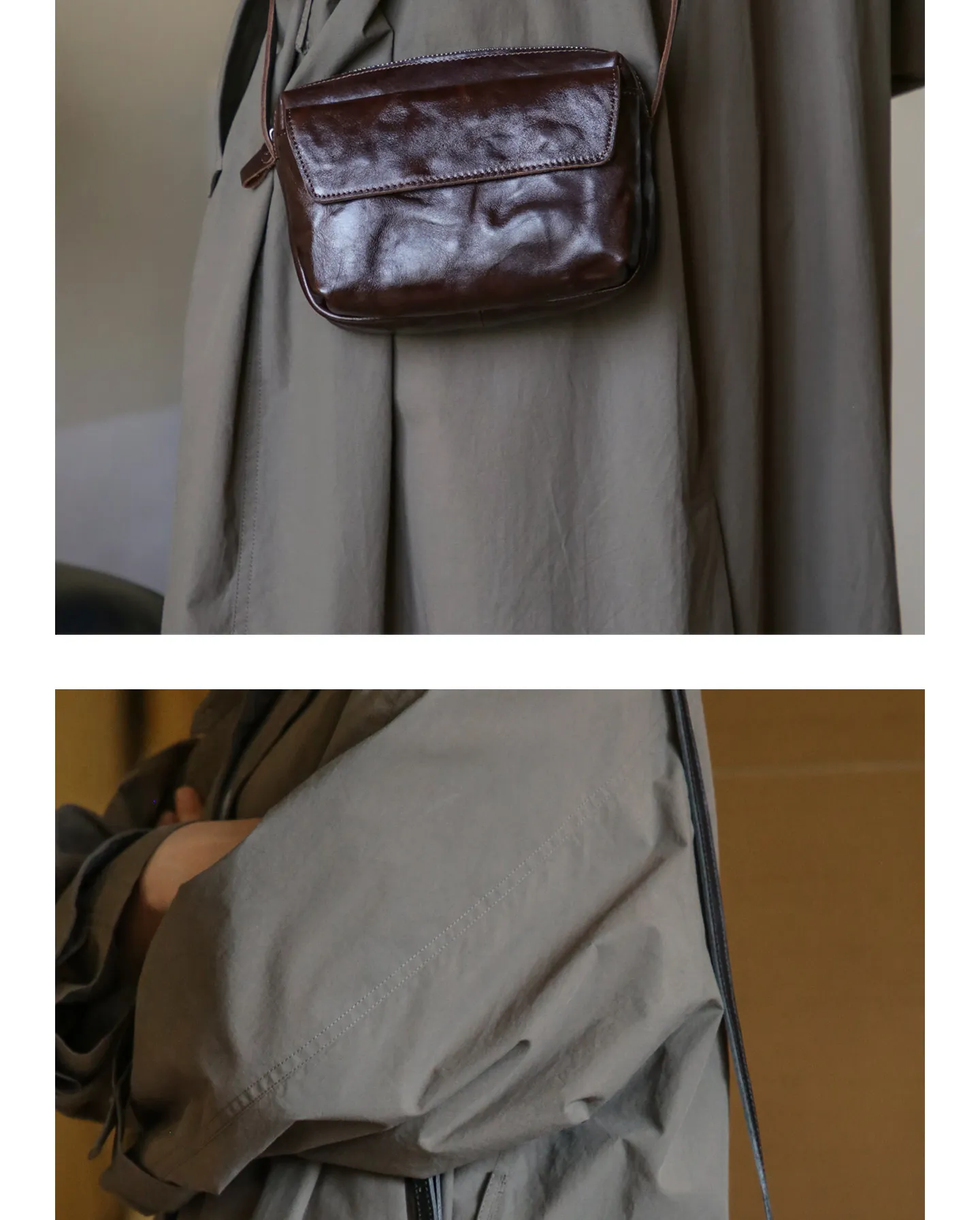 PNDME Vintage handgefertigte, pflanzlich gegerbte Rindsleder-Umhängetasche für Damen, luxuriöse Echtleder-Schultertasche für den Alltag und das Wochenende. – Detail 11