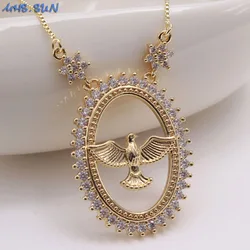 MHS.SUN Fashion Eagle Pendant Necklace For Women Cubic Zirconia Gold/Silver Color Chain Choker Jewelry Gift