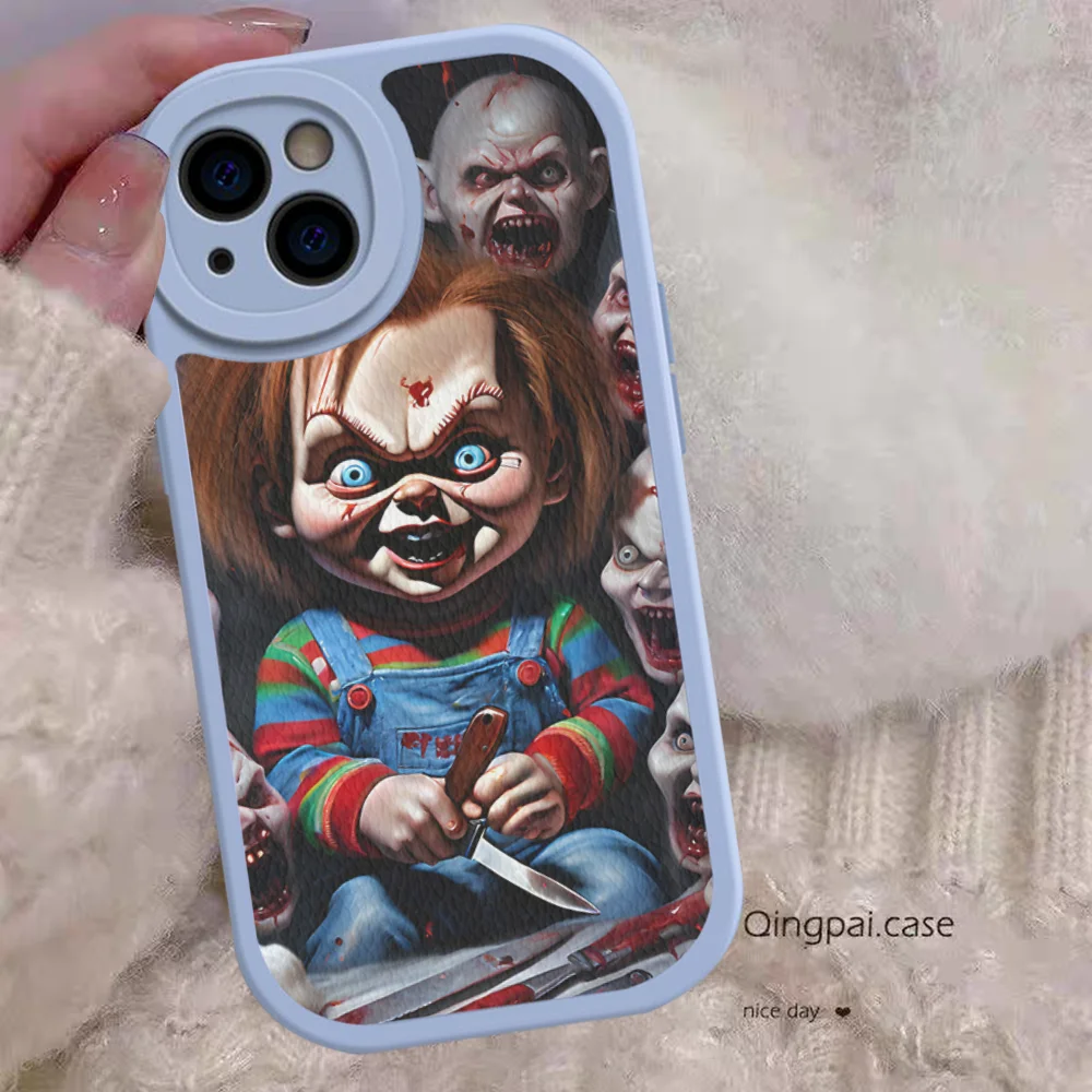 Horror Movie Scary C-Chucky Doll Phone Case Hard Leather For iPhone 15 14 13 12 Mini 11 14 Pro Max Xs X Xr Plus Fundas