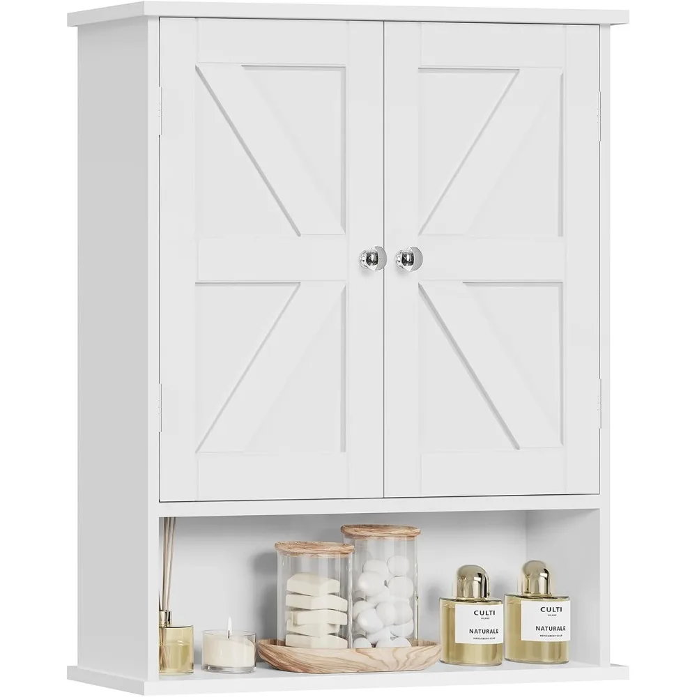 

Bathroom Cabinet with Barn Doors & Adjustable Shelf, Medicine Cabinet for Bathroom, Over The Toilet Storage Cabinet