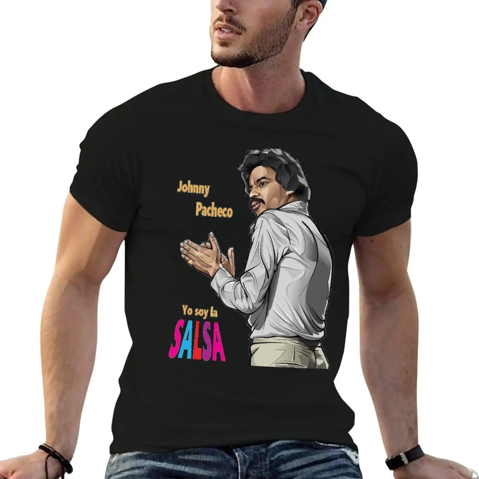 Johnny Pacheco-Yo soy la Salsa Camiseta de algodón paquete de camisetas camiseta de diseñador hombre camiseta de lujo
