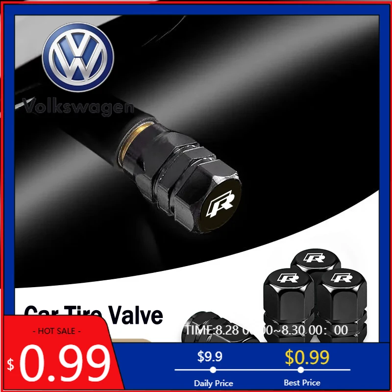 

VW 2026 Hot 4Pcs Car Wheel Tire Valve Caps Metal Dust Cover For VW GTI GTD Polo Golf 7 Passat B6 Scirocco Tiguan Beetle Jetta To