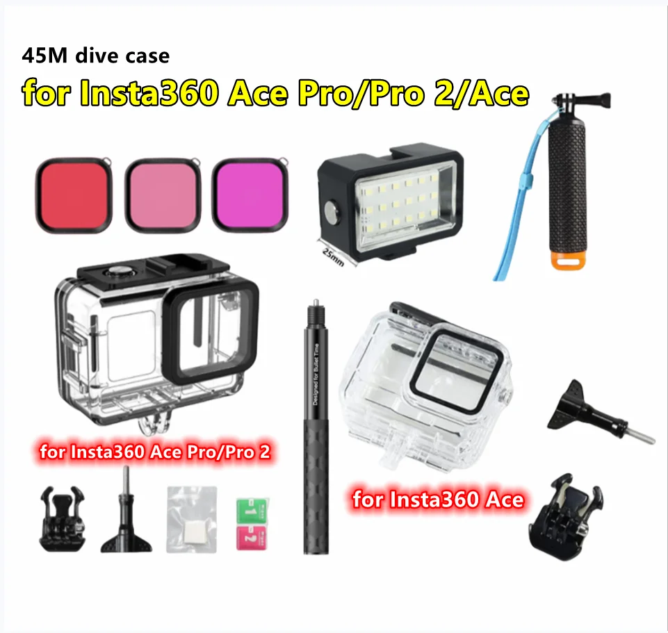 

Waterproof Housing Case for Insta360 Ace Pro 2 Diving Protective Underwater Dive Cover 45M for Insta360 Ace Pro 2 Accessories