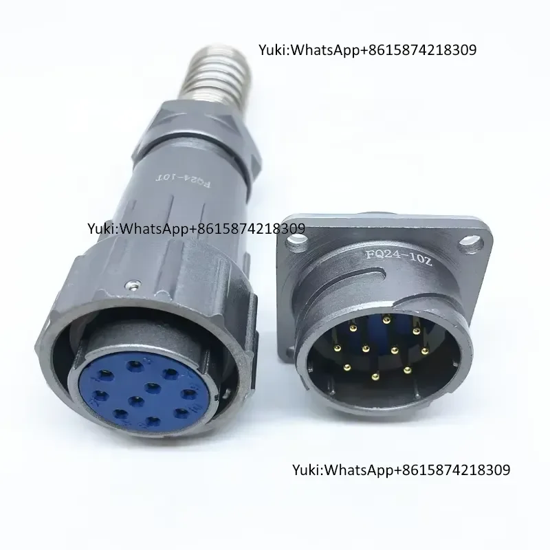 FQ24 10-Pin Circular Connector Custom Length IP67 Waterproof Withstand 1000V Voltage Power Application 2-Pin Function